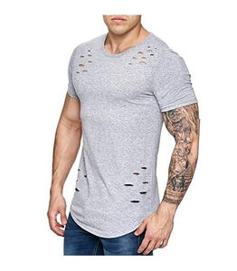 Heavyweight Wholesale Acid Wash T-<b>shirt</b> <b>Men</b> Oversize Crew Neck <b>Shirts</b> Distressed T <b>Shirts</b> - Product Image 4