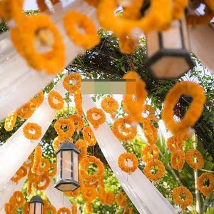 Marigold tenture murale pour décorations de mariage Haldi Mehndi scène toile de fond plafond guirlande de fleurs pour événements de fête décor de mariage - Product Image 2