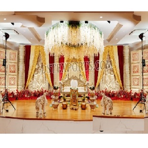 Open Theme Wedding Traditional Fiber Stage Set Tamil Wedding Traditional Stage <b>Decor</b> Affordable Open Wedding Stage MandapConcept - Product Image 1