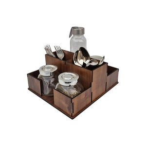 Elegant Wooden <b>Cutlery</b> Holder With Fine Carvings Perfect For Displaying Flatware During Family Meals And Celebrations - Product Image 3