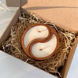 Vente en gros bol à bougie en bois de haute qualité cire de soja avec 2 compartiments de rangement forme ronde pour cadeau de vacances et décoration du Vietnam - Product Image 5