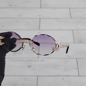 Luxury Rose Gold Rimless Crystal Sunglasses for Women UV400 Designer Oval Diamond Decor Fashion Eyewear - Product Image 2
