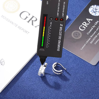 Boucles d'oreilles clous en argent sterling certifié, serties d'une rangée de moissanite taille brillant, pour femmes et hommes, style hip-hop, cadeau original pour rappeur