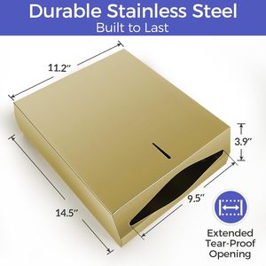 Distributeur de papier essuie-tout mural, en acier inoxydable noir mat, porte-serviettes en papier commercial avec serrure, 400 C pliés/525 multi-pliés - Product Image 4