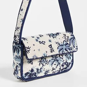 Handmade Blue & <b>Ivory</b> Embroidered Shoulder <b>Bag</b> Luxury Floral Tapestry Handbag Women and Girls Designer Fashion Purses in 2026 - Product Image 1