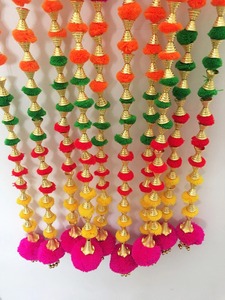 Lot de 20, 30, 50, 60, 100, 200 guirlandes à pompons en laine avec cloche pour décoration de fête, accessoire de mariage indien, décoration Mehndi - Product Image 4