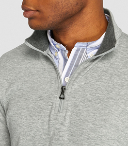 100% High Quality Half Zipper <b>Grey</b> Color Plain Blank Stand up Collar Hoodie <b>Sweatshirts</b> Long Sleeve Ribbed Cuffs <b>Sweatshirts</b> - Product Image 6