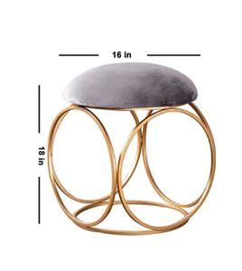 Classic metal round gold legs sitting <b>stool</b> ottoman made in india usage home hotel room restaurant indoor outdoor living room - Product Image 5