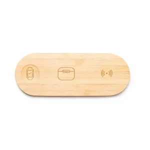 Base di Ricarica in Bambù 3-in-1 Personalizzata per Set Regalo di Gadget - Product Image 5