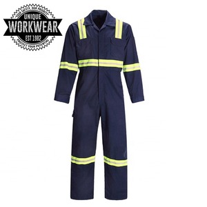 Combinaison ignifuge personnalisée haute visibilité en polyester, résistante aux flammes, pour l'industrie pétrolière et gazière, vêtements de travail certifiés CE, protection pour hommes - Product Image 4