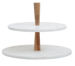 เค้กหินอ่อนทรงกลมแบบตั้ง2ชั้นสำหรับใช้ในบ้านที่เสิร์ฟเค้กหินอ่อน - Product Image 2