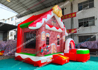 Château gonflable de Noël avec toboggan Jingle Bells, combo trampoline en PVC pour tout-petits, idéal pour jardin et fêtes d'anniversaire