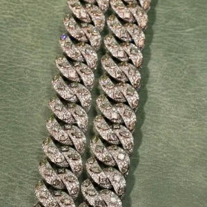 Chaîne à maillons cubains Moissanite plaquée rhodium 15mm, cadeau de mariage pour hommes, bijoux glacés style Hip Hop en argent sterling 925 - Product Image 3