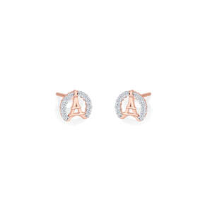 Boucles d'oreilles en or rose Paris Glow avec diamants pour femmes - Product Image 3