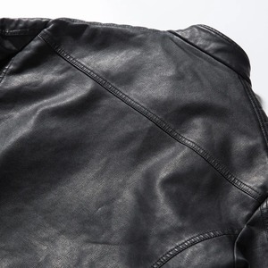 2025 Men's Slim Korean PU Leather Shirts Casual High Street Style with <b>Stand</b> Collar Breathable Waterproof 300g Winter - Product Image 3