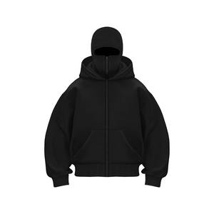 Sudaderas con capucha de algodón 100% personalizadas Sudaderas con capucha de hombro caído con cremallera doble de gran tamaño de peso pesado - Product Image 6