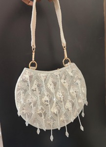 Bolso de noche hecho a mano con cuentas de gamuza con perlas y cadenas para mujer, bolso de mano PARA CENA DE BODA DE exportadores indios - Product Image 2