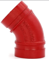 Raccord de tuyauterie en fonte ductile rainuré rouge à 45 degrés pour la protection incendie et les systèmes de plomberie