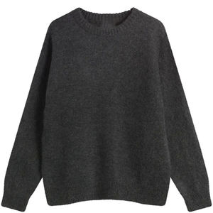 Suéter de Cuello Redondo de Punto Gris Oscuro para Hombre, 100% Algodón, Invierno, OEM, Personalizado, Fabricante de Suéteres - Product Image 1