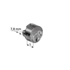 Cylindre rond pour volets et portes sectionnelles avec 4 trous en laiton satiné, compatible avec les articles A211-A411 et A412-A711 - Product Image 1