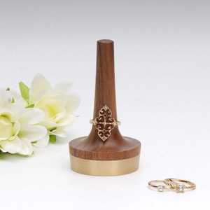 Vintage Glossy Wooden Ring <b>Holder</b> Handcrafted Natural Wood with Smooth Tapered Stand for Stacking Rings for Kitchen - Product Image 6