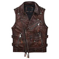 Chaleco de Cuero Genuino para Hombre, Diseño Clásico de Motero, Color Negro, de Alta Calidad, Tendencia de Invierno, Venta Directa de Fábrica, Personalizable