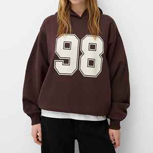 Sudadera con capucha de hombro caído transpirable suave y cómoda de algodón 100% de la mejor calidad para mujer Servicio OEM de impresión de logotipo personalizado - Product Image 5