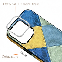 Étui de téléphone élégant en PU style INS avec fente pour carte SIM et protection d'objectif pour 13 14 15 16e Pro Max Plus