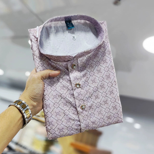 Desi boy look pur coton doux avec crochet séquence travail brodé et impression numérique Kurtas saison des fêtes - Product Image 1