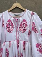 Robe midi bohème faite à la main, écologique, pour femme, décontractée, pour tous les jours, été, plage, imprimé bloc, taille naturelle, coton