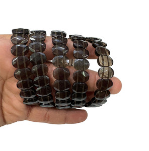 Pulsera facetada de cuarzo ahumado de piedras preciosas Pulseras ajustables Banda de cristal natural Comprar en línea de Amayra Crystals Exports India - Product Image 1