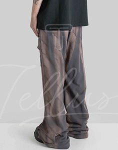 2025 Unisex 100% Cotton Baggy Straight Leg Sweatpants High Quality Washed Style <b>Men</b> <b>Elastic</b> <b>Waist</b> OEM Manufacture <b>Men's</b> <b>Trousers</b> - Product Image 3