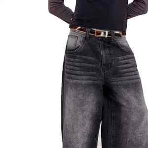 Baggy Denim Pants Men Factory Price 100% Cotton Washed Mid Waist Wide Leg Loose Casual Ripped <b>Trousers</b> Wholesale - Product Image 3