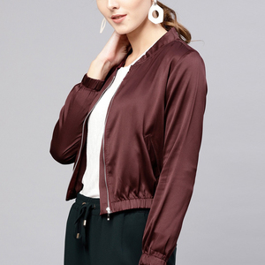 La chaqueta Bomber de satén para mujer más vendida con forro de nailon de calidad, chaqueta Bomber de alta calidad para mujer de colores sólidos para invierno - Product Image 4