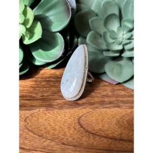 Reda Galvan Men's Gemstone <b>Ring</b> <b>Moon</b> Stone Vermeil Plated Sterling Silver Geometric Size 9.25 Everyday Wear Platinum Pearl - Product Image 4