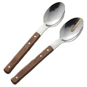 Ensemble de saladier de cuisine avec poignée en bois naturel de style unique avec finition brillante - Product Image 2