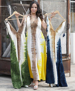 Nueva tendencia 2024 ropa de mujer rayón verano y ropa de playa diseñador sin espalda espagueti largo Tie Dye Maxi vestido sin mangas - Product Image 1