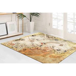 Tapis imprimé avec la carte antique de Piri Reis pour la cuisine, le bureau, le salon, avec tapis à poils doux - Product Image 4