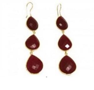 Boucles d'oreilles en argent Sterling 925 avec pierres précieuses de rubis teintées en forme de poire, nouvel arrivage - Product Image 1