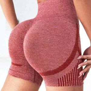 Pantalones cortos de yoga sin costuras de cintura alta hechos a medida, mallas deportivas de entrenamiento con cintura elástica y patrón de impresión, tarifas atractivas - Product Image 2