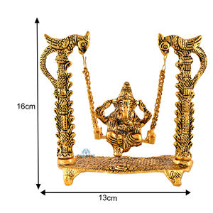 Smart Fashion Deal <b>Gold</b>-Plated Welded Metal Ganesh Ji <b>Statue</b> Idol Tableware Religious Modern for Gifting and Home Decoration - Product Image 4