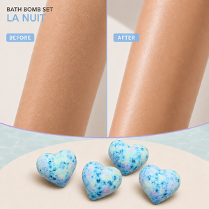 Bombes de bain La Nuit Heart, coffret cadeau spa 4 pièces avec huile de pépins de raisin, sel marin, vitamine E, soin de bain effervescent parfumé pour une peau douce et lisse - Product Image 4