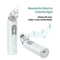 Aspirateur nasal pour bébé 3 niveaux d'aspiration réglables avec musique apaisante Lumière LED 3 embouts en silicone de qualité alimentaire Support de logo personnalisé