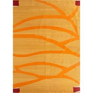 พรมขนสัตว์ทอมือลายเรียบแบบ Nayaab Gold ขนาด 9x12 ฟุต ลายเรขาคณิต พรมปูพื้นทรงสี่เหลี่ยมผืนผ้าสำหรับบ้าน ข้างเตียง ทางเดิน - Product Image 1