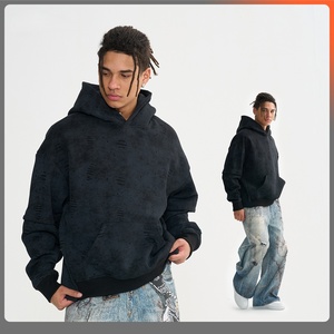 Sweats à capuche et sweat-shirt personnalisés surdimensionnés avec logo de créateur en vrac plus vintage unisexe noir vierge - Product Image 3