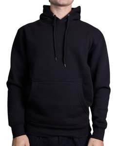 Sweat à capuche noir uni lourd personnalisé | Pull en molleton de coton de qualité supérieure avec poche kangourou OEM ODM personnalisé - Product Image 1