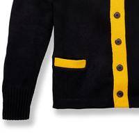 2025 Neue Hochwertige Schwarz-Gold V-Ausschnitt Ärmellose Atmungsaktive Schnelltrocknende Strickjacke Winter Wolle/Acryl für Studentenverbindungen und Herren