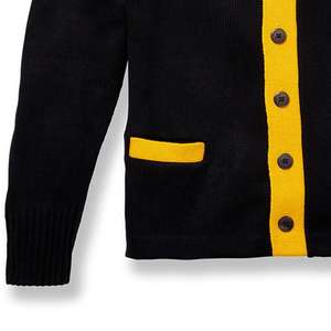 2025 New High Quality Black Gold V-Neck <b>Cardigan</b> Casual <b>Knitted</b> Sororities Fraternity College Wear for <b>Men</b> and Women - Product Image 6