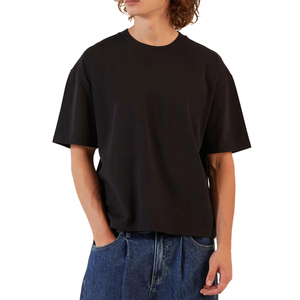 Personnalisé Designer 100% Coton T-Shirt Fabricant Lourd 300 Gsm Surdimensionné Noir Boxy Cropped T Shirt pour Hommes - Product Image 5