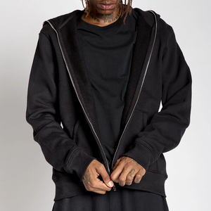 Professional Manufacture 100% Cotton Custom Men's Full <b>Zip</b> <b>ups</b> Hoodie French Terry Blank Drop Shoulder puff printing Hoodie - Product Image 4